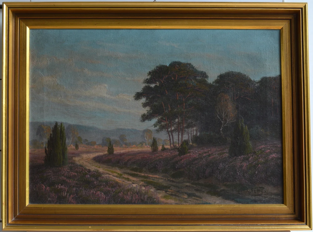 Gemälde „Heidelandschaft“ (vor der Restaurierung)